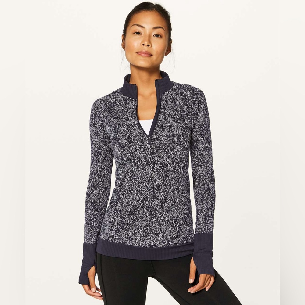 Lululemon Rest Less 1/2 Zip Pullover Black/White Small